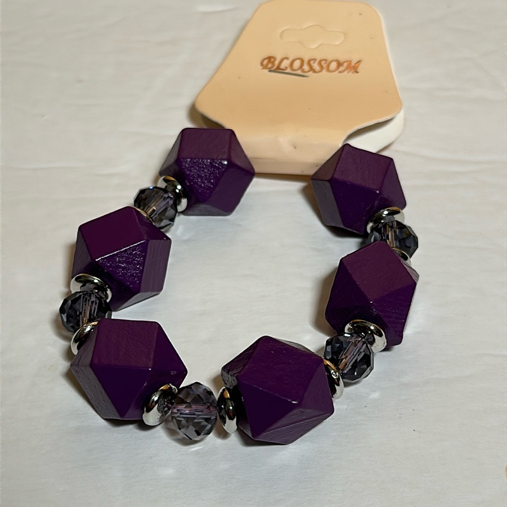 Fashion Bracelet With Beads/Wooden Block Design